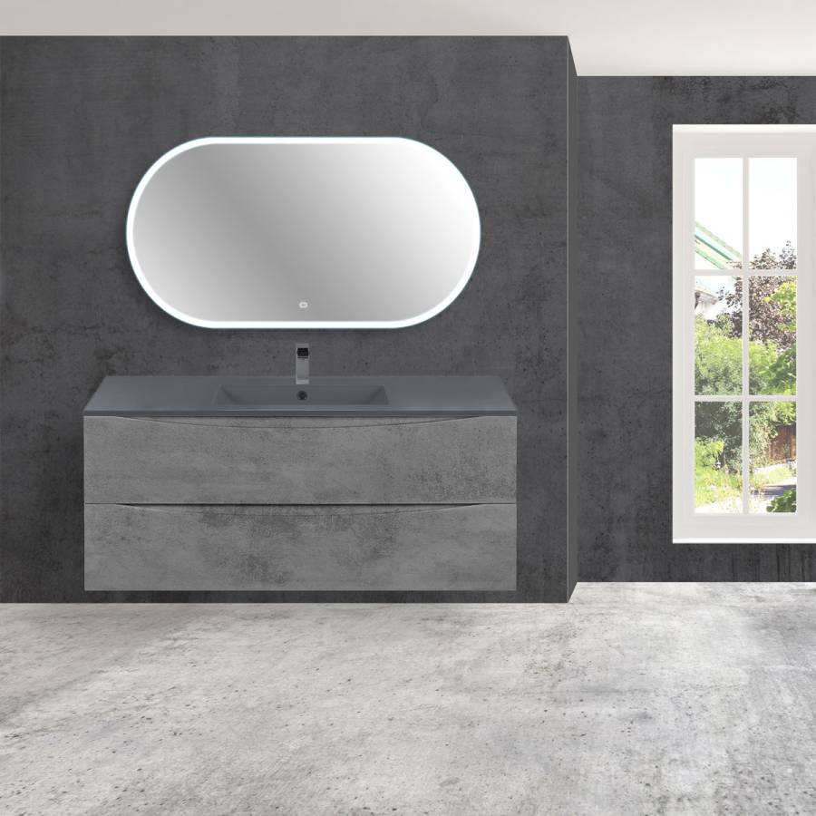 База под керамическую раковину Mia 1200 подвесная, 2 выкатных ящика soft close, Beton База под керамическую раковину Mia 1200 подвесная, 2 выкатных ящика soft close, Beton