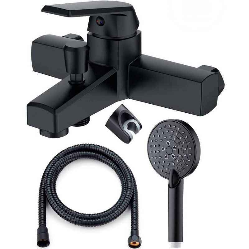OneLife P02-300b полимерный смеситель для ванны с душ.набором, черный OneLife P02-300b полимерный смеситель для ванны с душ.набором, черный