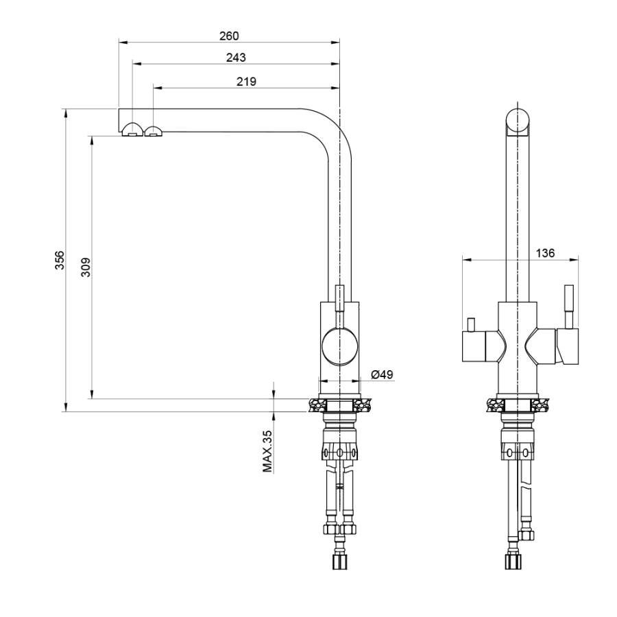 Смеситель ЧЕРНЫЙ д/кухни с каналом для питьевой воды нерж. BALEAR,арт.13450BLB Смеситель ЧЕРНЫЙ д/кухни с каналом для питьевой воды нерж. BALEAR,арт.13450BLB