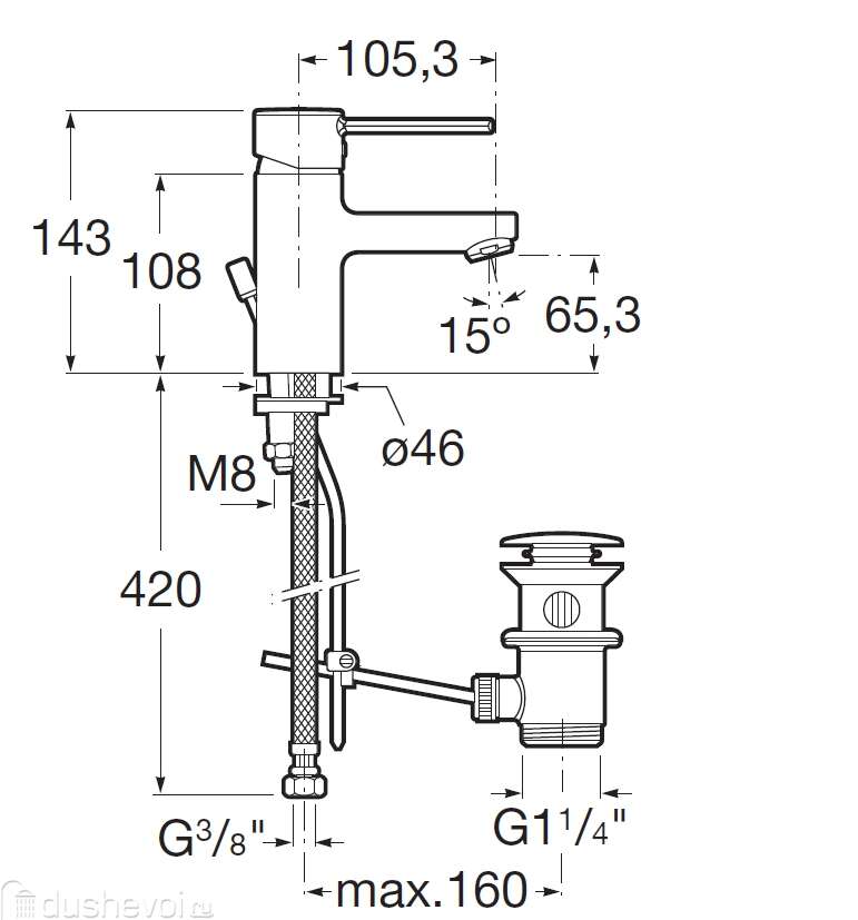 Смеситель для раковины ROCA Targa 75A3060C0M Смеситель для раковины ROCA Targa 75A3060C0M