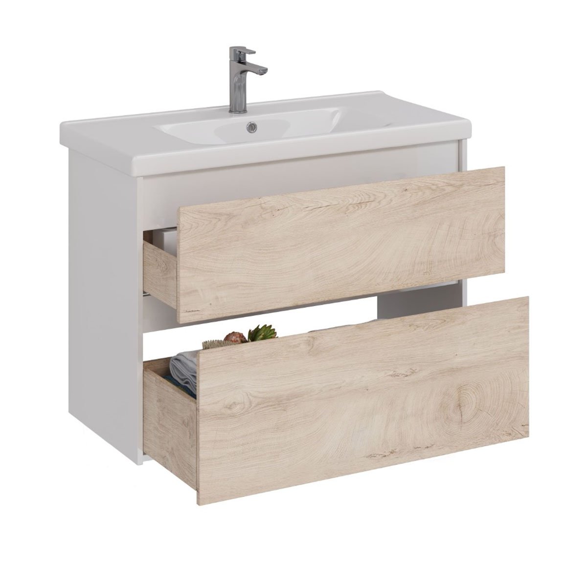 Тумба Lemark COMBI 100см под 1 раковину, подвесная/напольная, 2 ящика, цвет фасада: Дуб кантри, цвет корпуса: Белый глянец Тумба Lemark COMBI 100см под 1 раковину, подвесная/напольная, 2 ящика, цвет фасада: Дуб кантри, цвет корпуса: Белый глянец