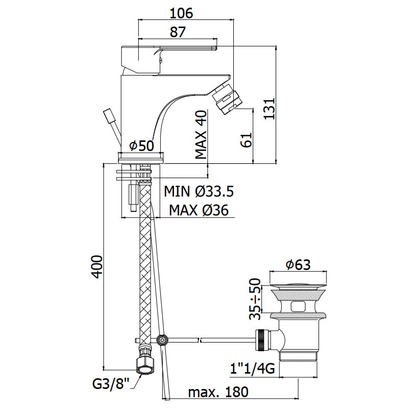 Смеситель для биде Paffoni Red RED135CR Смеситель для биде Paffoni Red RED135CR