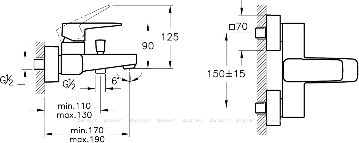 Смеситель Root Square для ванны/душа, медь Смеситель Root Square для ванны/душа, медь