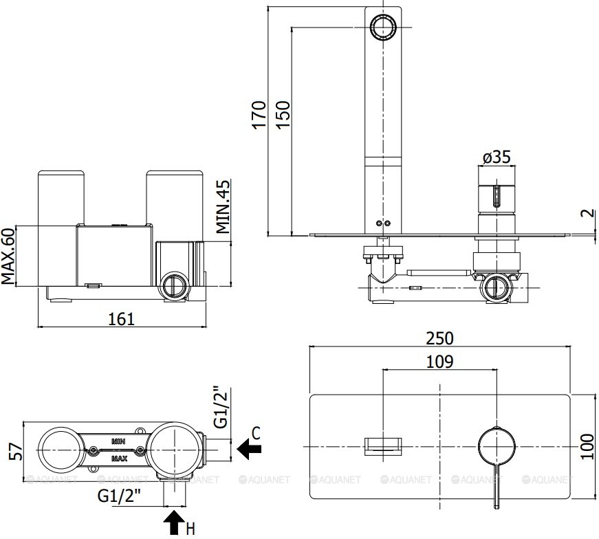 Смеситель для раковины Paffoni Rock RO104ST (с внутренней частью) Смеситель для раковины Paffoni Rock RO104ST (с внутренней частью)