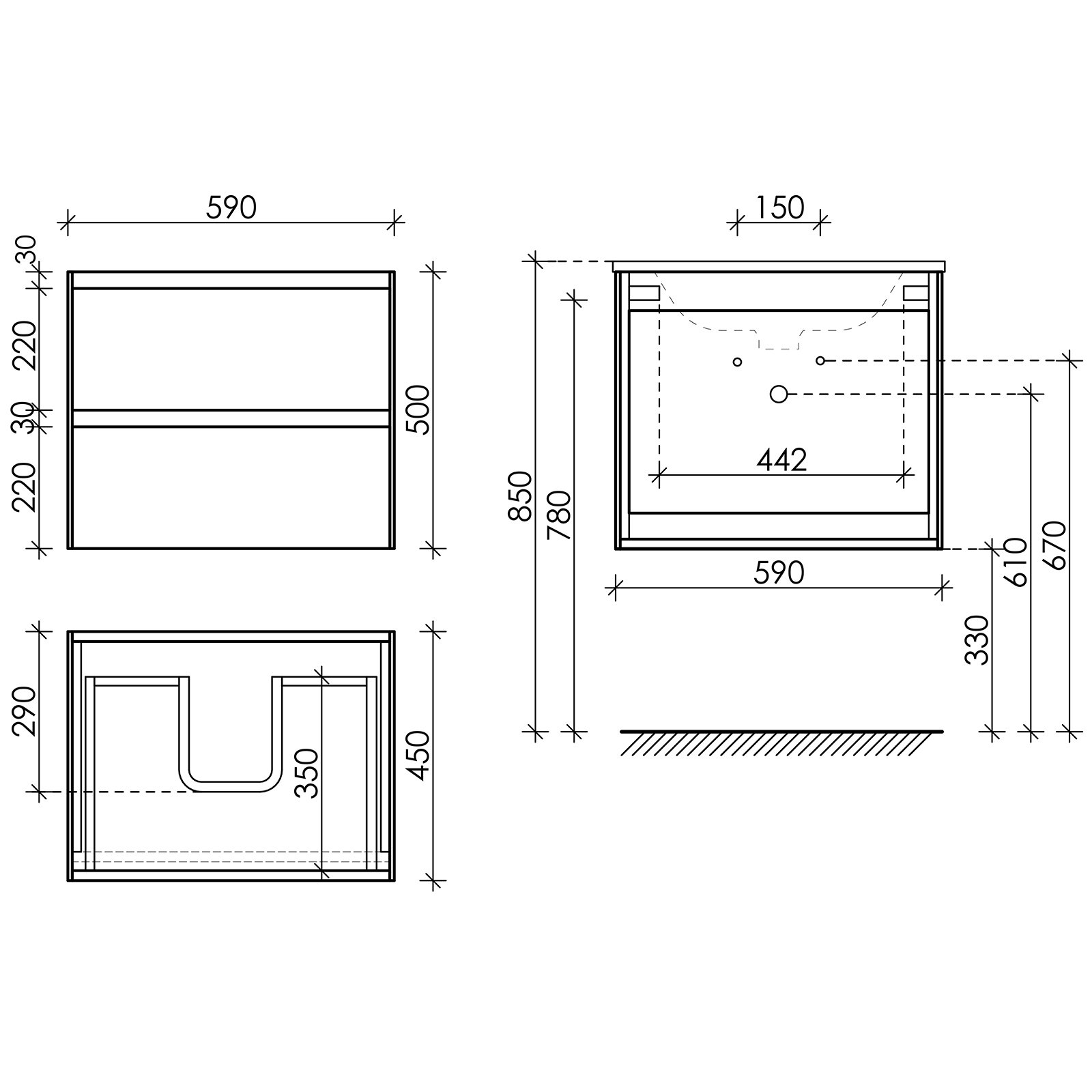 Тумба подвесная SANCOS Cento 590х450х500, c двумя ящиками оснащенными доводчиками,белый глянец, арт. CN60W Тумба подвесная SANCOS Cento 590х450х500, c двумя ящиками оснащенными доводчиками,белый глянец, арт. CN60W