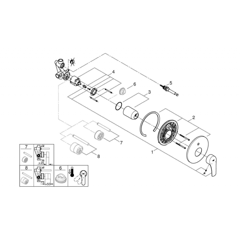Смеситель Grohe Eurosmart 2021 для ванны или душа, 33305003 Смеситель Grohe Eurosmart 2021 для ванны или душа, 33305003
