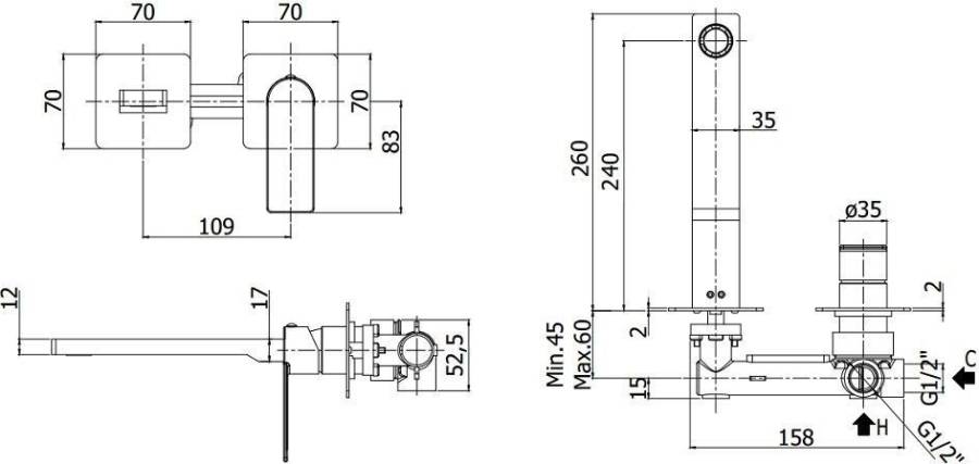 Смеситель для раковины Paffoni Tango TA106ST70 (с внутренней частью) Смеситель для раковины Paffoni Tango TA106ST70 (с внутренней частью)