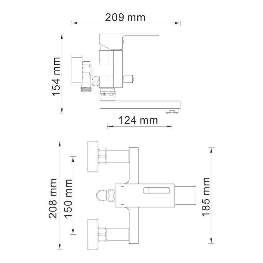 Alme 1501 Смеситель для ванны с коротким изливом Wasserkraft Alme 1501 Смеситель для ванны с коротким изливом Wasserkraft