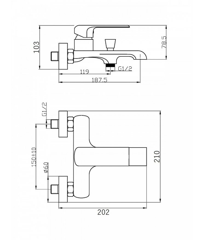 Agger Magic A3010000 Однозахватный смеситель для ванны/душа. Хром Agger Magic A3010000 Однозахватный смеситель для ванны/душа. Хром