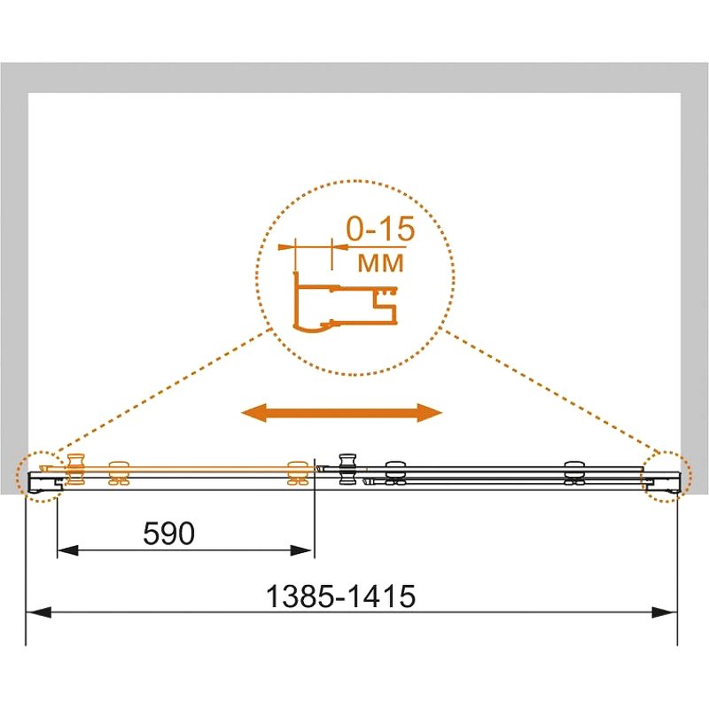 PRATICO-BF-1-140-C-Cr Душевая дверь PRATICO-BF-1-140-C-Cr Душевая дверь