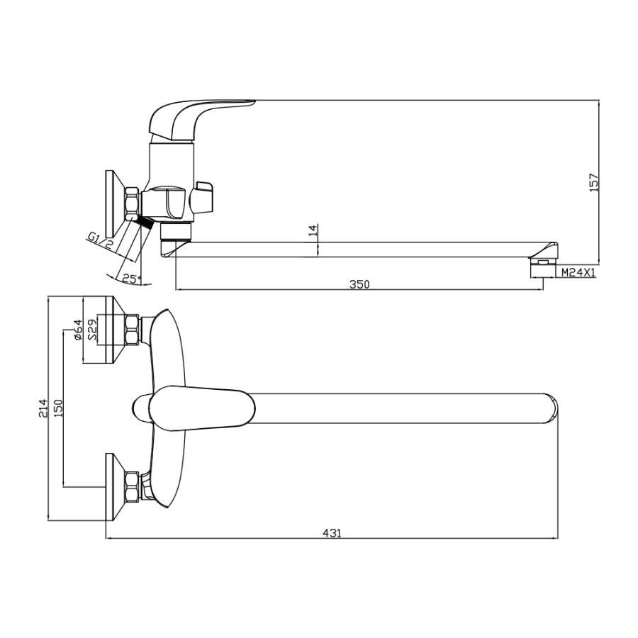 Смеситель д/ванны с длинным изливом CASTILLA, арт.07221CS Смеситель д/ванны с длинным изливом CASTILLA, арт.07221CS