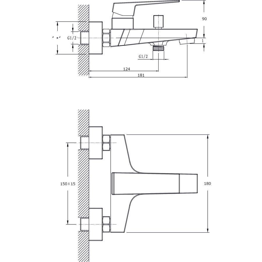 Смеситель для ванны с коротким изливом RUSH Thira (TR3635-44) Смеситель для ванны с коротким изливом RUSH Thira (TR3635-44)