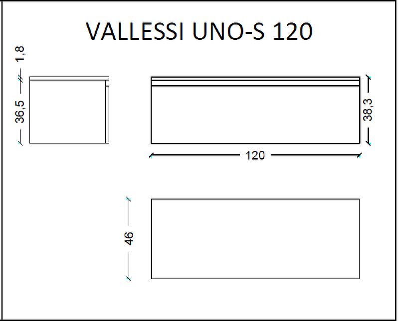 Ящик под столешницу 120см АНТРАЦИТ мат. VALLESSI UNO-S 897-120-A mat Boheme Ящик под столешницу 120см АНТРАЦИТ мат. VALLESSI UNO-S 897-120-A mat Boheme