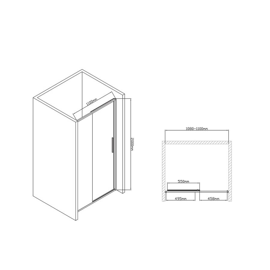 Душевая дверь Slim-U VDS-2SU110CL, 1100, хром, стекло прозрачное Душевая дверь Slim-U VDS-2SU110CL, 1100, хром, стекло прозрачное