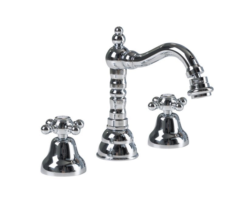 GOLF-BBS2-03/24 Смеситель на биде на три отверстия с донным клапаном Исполнение: Золото 24 карат, Ручки: Золото 24 карат  GOLF-BBS2-03/24 Смеситель на биде на три отверстия с донным клапаном Исполнение: Золото 24 карат, Ручки: Золото 24 карат