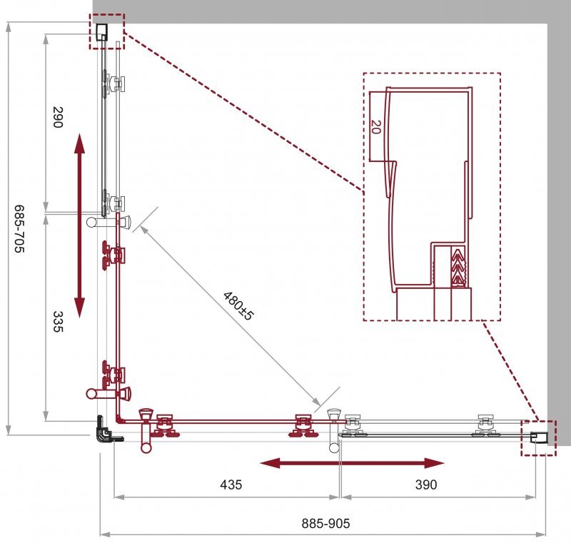 Душевой уголок BelBagno UNO-195-AH-2-90/70-P-Cr Душевой уголок BelBagno UNO-195-AH-2-90/70-P-Cr