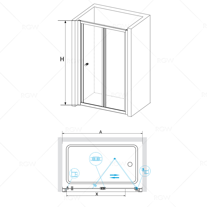 Душевая дверь RGW Classic CL-21 80 04092108-11 профиль Хром стекло прозрачное Душевая дверь RGW Classic CL-21 80 04092108-11 профиль Хром стекло прозрачное