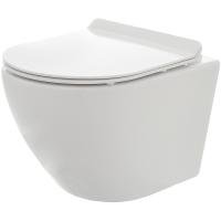 Унитаз подвесной безободковый AQUAme AQM2002 с крышкой-сиденьем микролифт, белый глянец