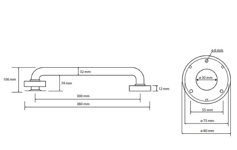 Поручень Bemeta Help 301100300 Черный матовый, 300 мм,  чёрный с крышками Поручень Bemeta Help 301100300 Черный матовый, 300 мм,  чёрный с крышками