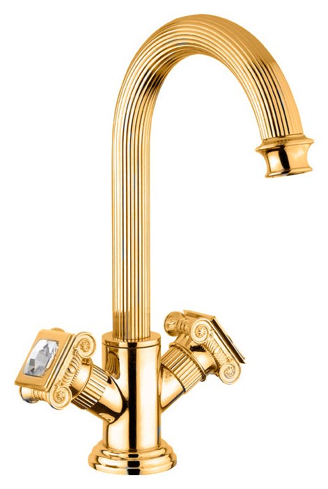 OLIMP-LS2-03/24-Sw Смеситель на раковину с донным клапаном, золото, ручки Swarovski OLIMP-LS2-03/24-Sw Смеситель на раковину с донным клапаном, золото, ручки Swarovski