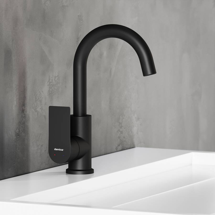 470220300 Apollo Смеситель для умывальника с поворотным изливов, черный 470220300 Apollo Смеситель для умывальника с поворотным изливов, черный