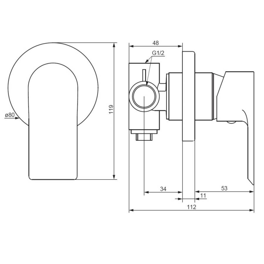 477500000 Apollo Встраиваемый смеситель для душа, хром 477500000 Apollo Встраиваемый смеситель для душа, хром