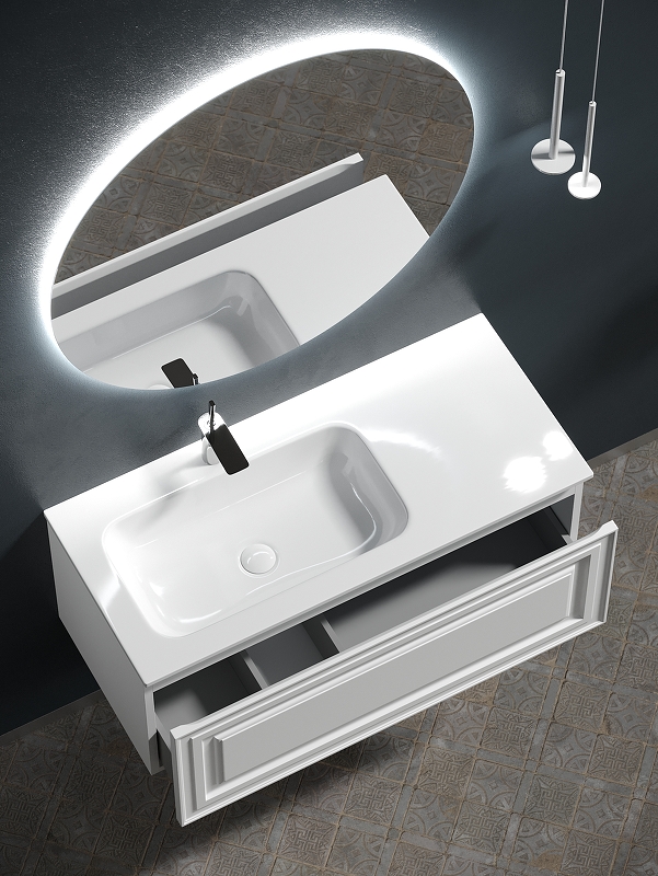 Тумба подвесная SANCOS Very 995х445х406, c одним  ящиком оснащенным доводчиками, левая , Bianco , арт.VR100LW Тумба подвесная SANCOS Very 995х445х406, c одним  ящиком оснащенным доводчиками, левая , Bianco , арт.VR100LW