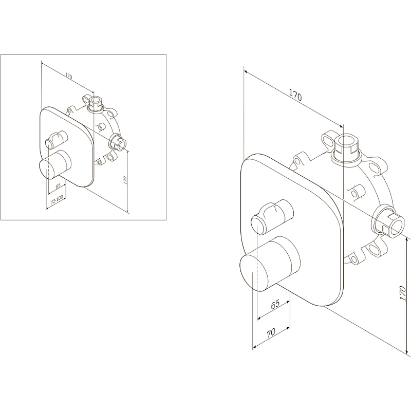Смеситель Для ванны и душа с термостатом, монтируемый в стену F3085500 Sensation Смеситель Для ванны и душа с термостатом, монтируемый в стену F3085500 Sensation