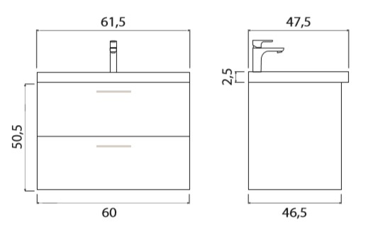 Тумба под раковину Creto Ares 60 белая Тумба под раковину Creto Ares 60 белая