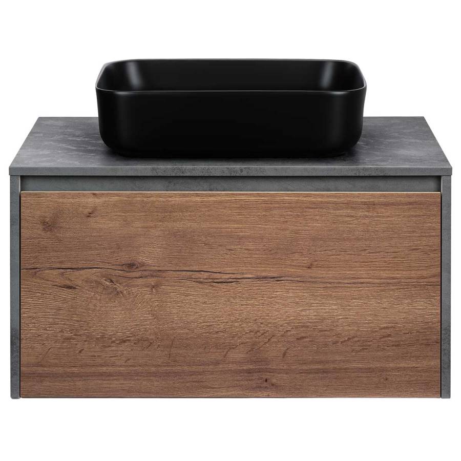 База под накладную раковину Mesa 800 подвесная, 1 выкатной/1 скрытый ящик soft close, T.Oak + Beton База под накладную раковину Mesa 800 подвесная, 1 выкатной/1 скрытый ящик soft close, T.Oak + Beton