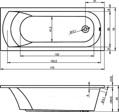 Акриловая ванна Riho Miami 170х70 B060001005