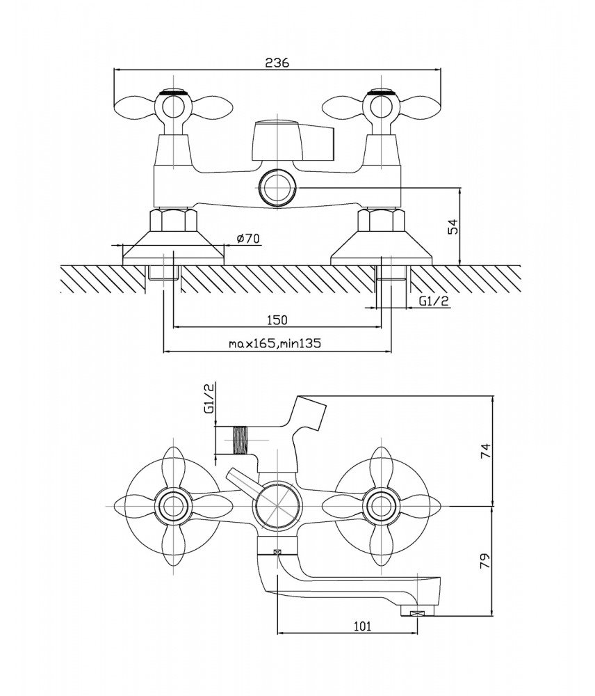 Смеситель для ванны/душа Agger Retro A1921200 с душевым набором Смеситель для ванны/душа Agger Retro A1921200 с душевым набором
