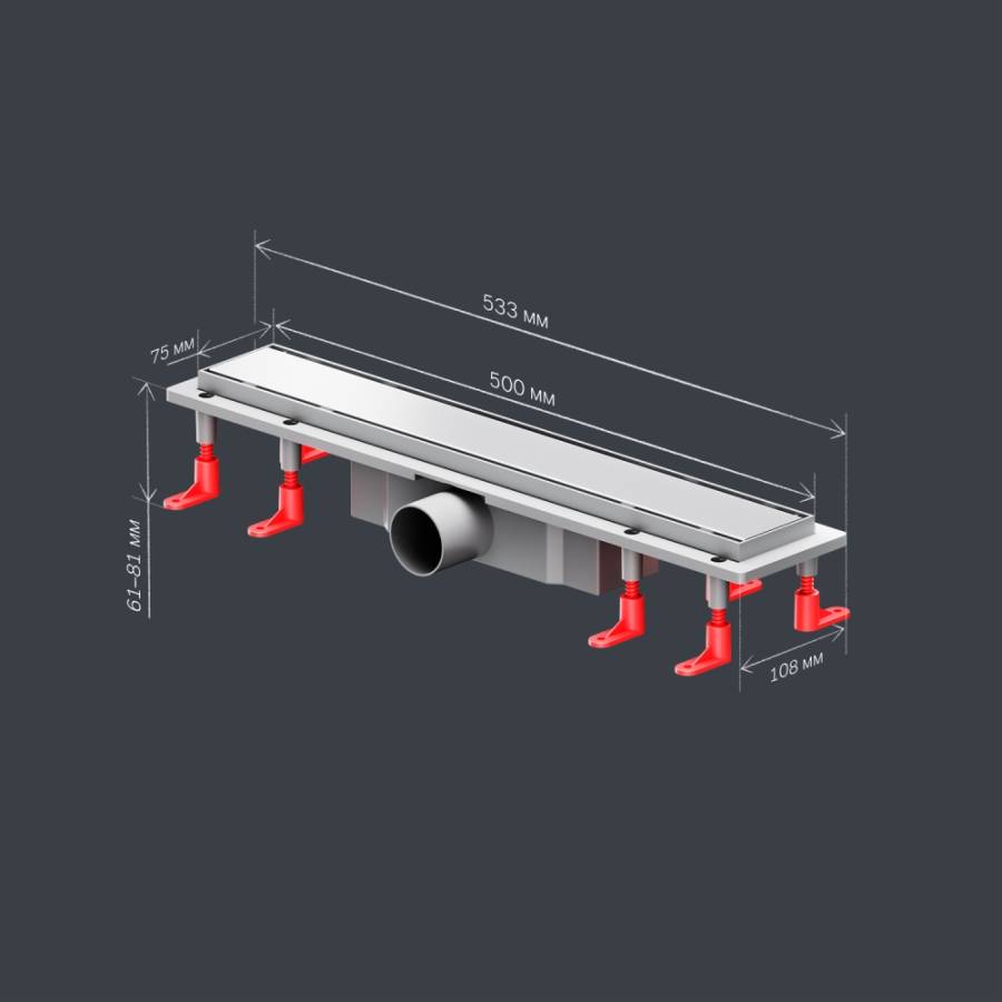 W02SC-U11-050-04SB PrimeFlow Трап для душа линейный универс затвор Tile 50см цвет сталь мат W02SC-U11-050-04SB PrimeFlow Трап для душа линейный универс затвор Tile 50см цвет сталь мат