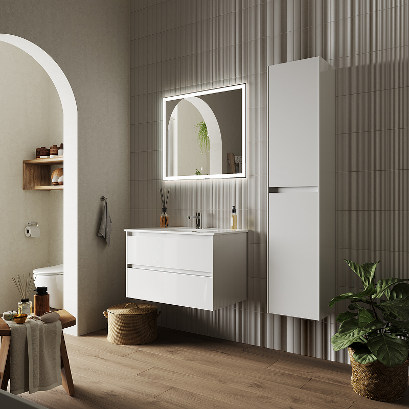 Тумба подвесная SANCOS Cento 790х450х500, c двумя ящиками оснащенными доводчиками, белый глянец, арт. CN80W Тумба подвесная SANCOS Cento 790х450х500, c двумя ящиками оснащенными доводчиками, белый глянец, арт. CN80W