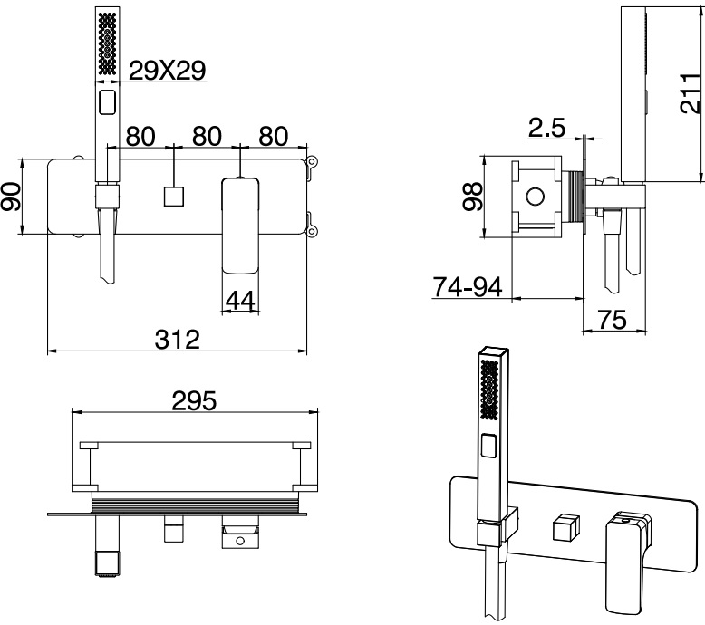Смеситель для душа Allen Brau Infinity 5.21011-31 (с внутренней частью) черный матовый Смеситель для душа Allen Brau Infinity 5.21011-31 (с внутренней частью) черный матовый