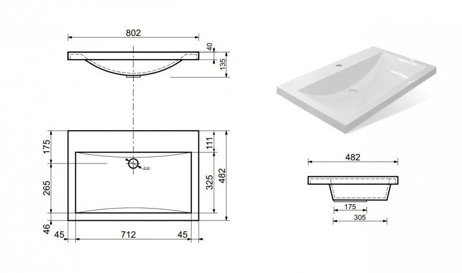 Тумба подвесная под умывальник Monaсo Wood 800х480 2 ящика (ШхГхВ) 798х476х607 Тумба подвесная под умывальник Monaсo Wood 800х480 2 ящика (ШхГхВ) 798х476х607