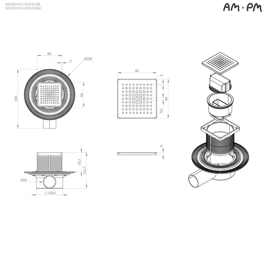 W01BD-P11-010-01BM MasterFlow Трап для душа точечный универс затвор Cut Gradient 10см цвет черн мат W01BD-P11-010-01BM MasterFlow Трап для душа точечный универс затвор Cut Gradient 10см цвет черн мат