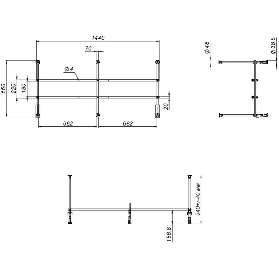 W01A-150-070W-R Разборный каркас для ванны 150х70 см W01A-150-070W-R Разборный каркас для ванны 150х70 см