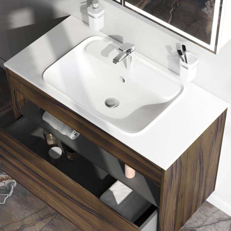 База под раковину с нишей и 1 ящиком, 100 см, дуб крафт, универсальная M8FFUX1001OF База под раковину с нишей и 1 ящиком, 100 см, дуб крафт, универсальная M8FFUX1001OF