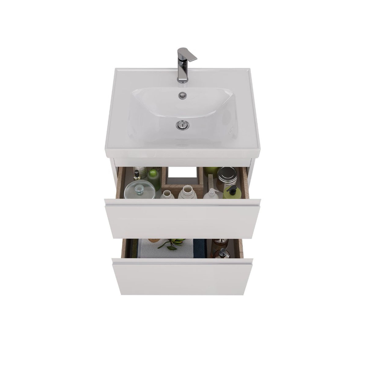 Тумба Lemark VEON 60см под 1 раковину, подвесная/напольная, 2 ящика, цвет корпуса, фасада: Белый глянец Тумба Lemark VEON 60см под 1 раковину, подвесная/напольная, 2 ящика, цвет корпуса, фасада: Белый глянец