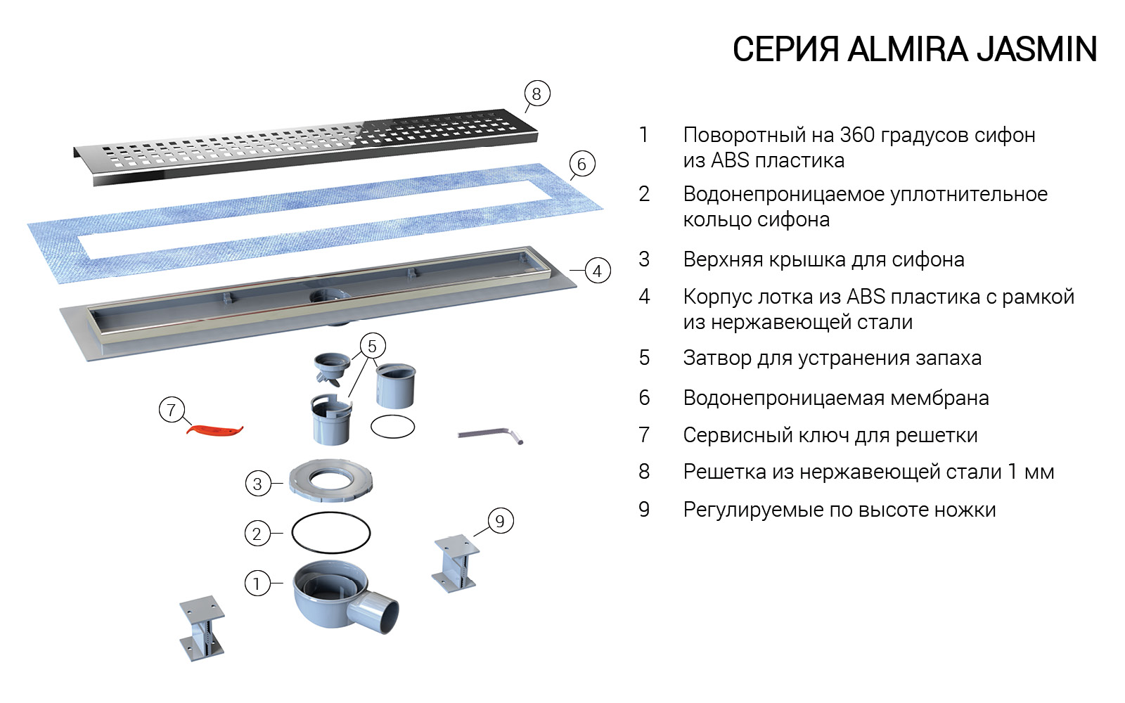 Душевой лоток SAY ALMIRA JASMIN 605.70.P.PITI, 70 см, хром Душевой лоток SAY ALMIRA JASMIN 605.70.P.PITI, 70 см, хром