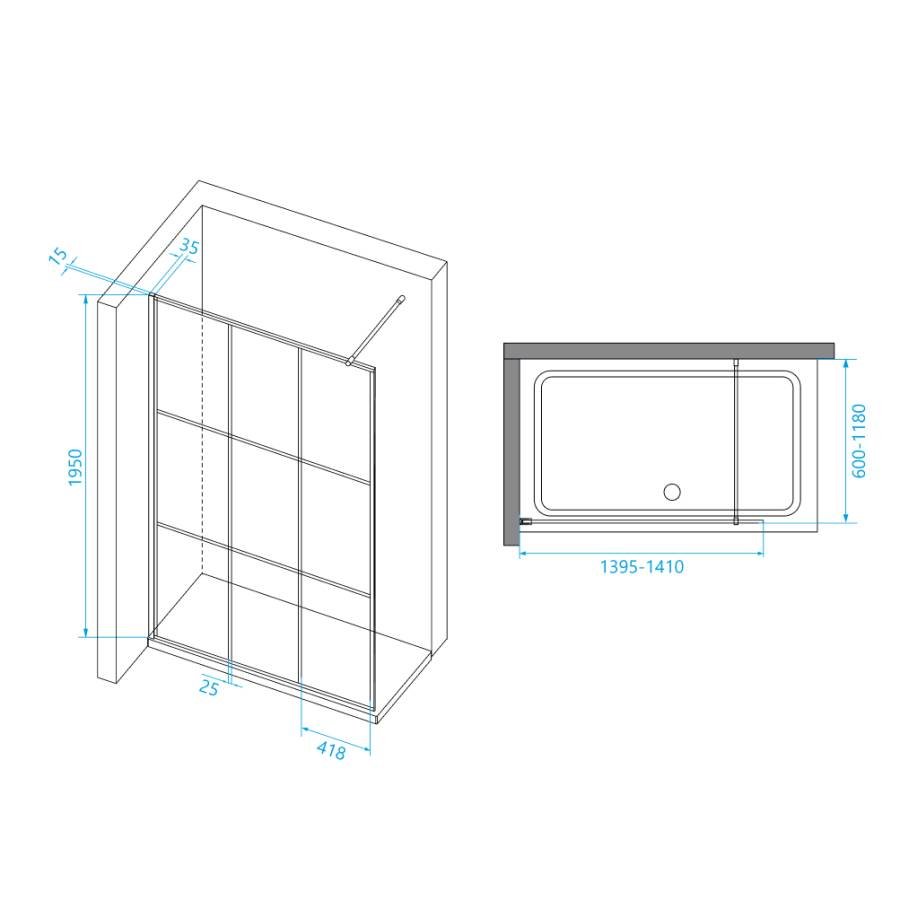 Душевая перегородка RGW Walk In WA-111B 140 411011114-84 профиль Черный стекло прозрачное Душевая перегородка RGW Walk In WA-111B 140 411011114-84 профиль Черный стекло прозрачное