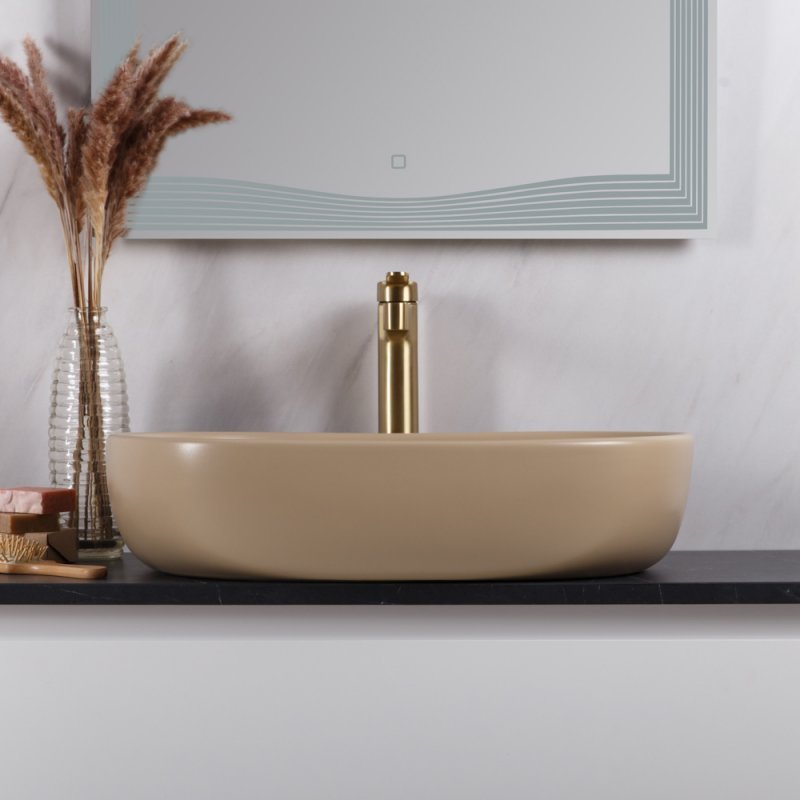 Раковина накладная керамическая, овальная, серая матовая, BB1084-H311, 600x420x140 Раковина накладная керамическая, овальная, серая матовая, BB1084-H311, 600x420x140