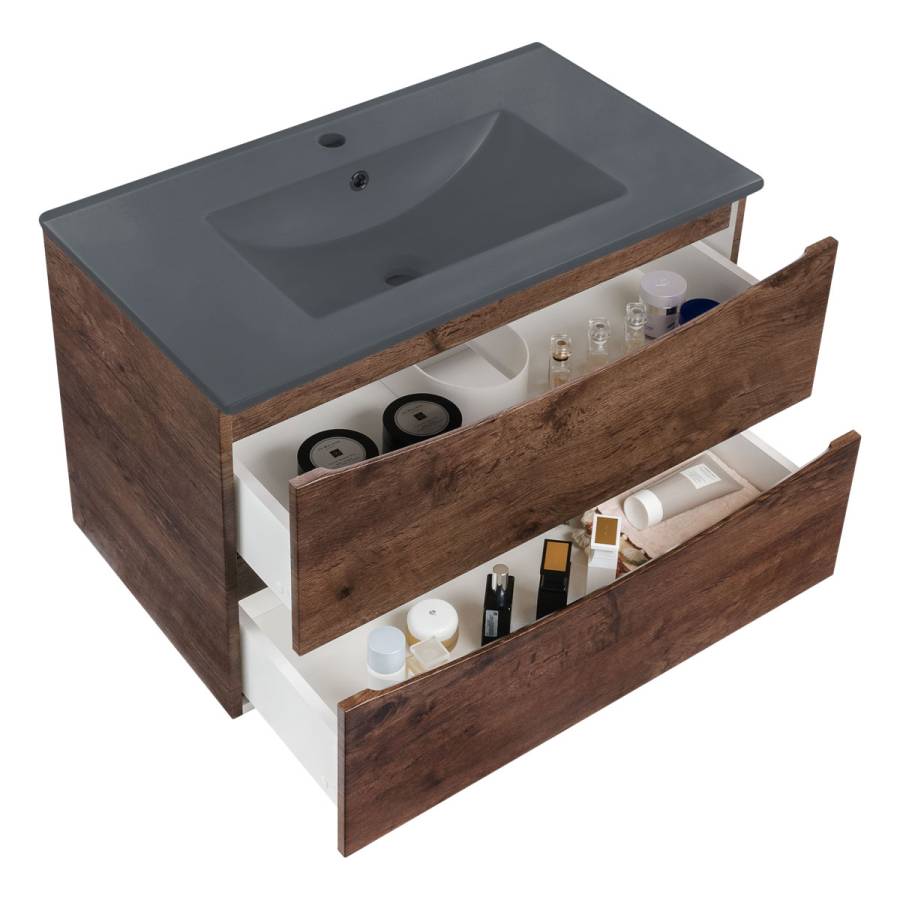 База под керамическую раковину Mia 800 подвесная, 2 выкатных ящика soft close, R.Wood База под керамическую раковину Mia 800 подвесная, 2 выкатных ящика soft close, R.Wood