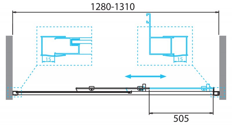 DUE-BF-1-100-C-Cr Душевая дверь DUE-BF-1-100-C-Cr Душевая дверь