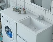 Раковина Эстет Даллас 100 R ФР-00002062 над стиральной машиной Белая