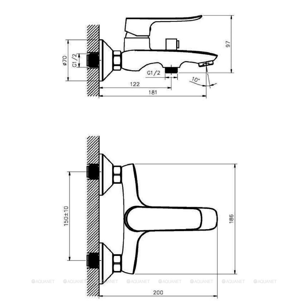 Смеситель для ванны/душа Agger Nice A2510000 Смеситель для ванны/душа Agger Nice A2510000