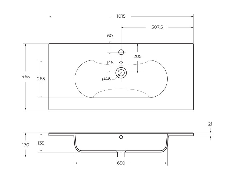 KEP-100-CEM-W0 Столешница из керамогранита без отверстия под смеситель 1016x468x10 Исполнение: Cemento  KEP-100-CEM-W0 Столешница из керамогранита без отверстия под смеситель 1016x468x10 Исполнение: Cemento