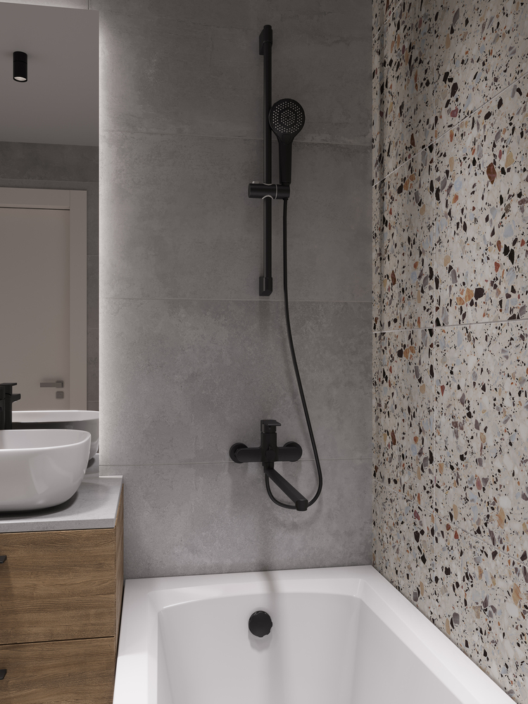 Смеситель для ванны BRASKO BLACK с длинным изливом Смеситель для ванны BRASKO BLACK с длинным изливом