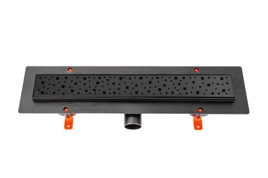 Душевой лоток 35 см Creto Quadro CRE-350 QB с решеткой, черный Душевой лоток 35 см Creto Quadro CRE-350 QB с решеткой, черный